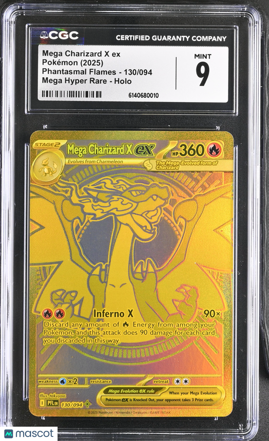 2025 Pokemon Mega Charizard X ex Holo Hyper Rare CGC 9 #130/094