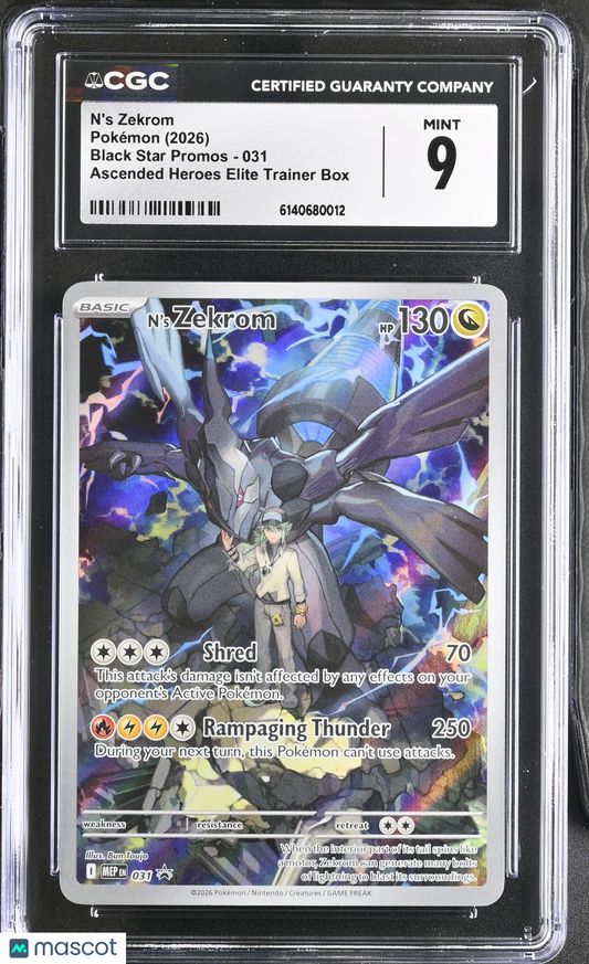 2026 Pokemon Black Star Promos N's Zekrom Ascended Heroes ETB CGC 9 #031