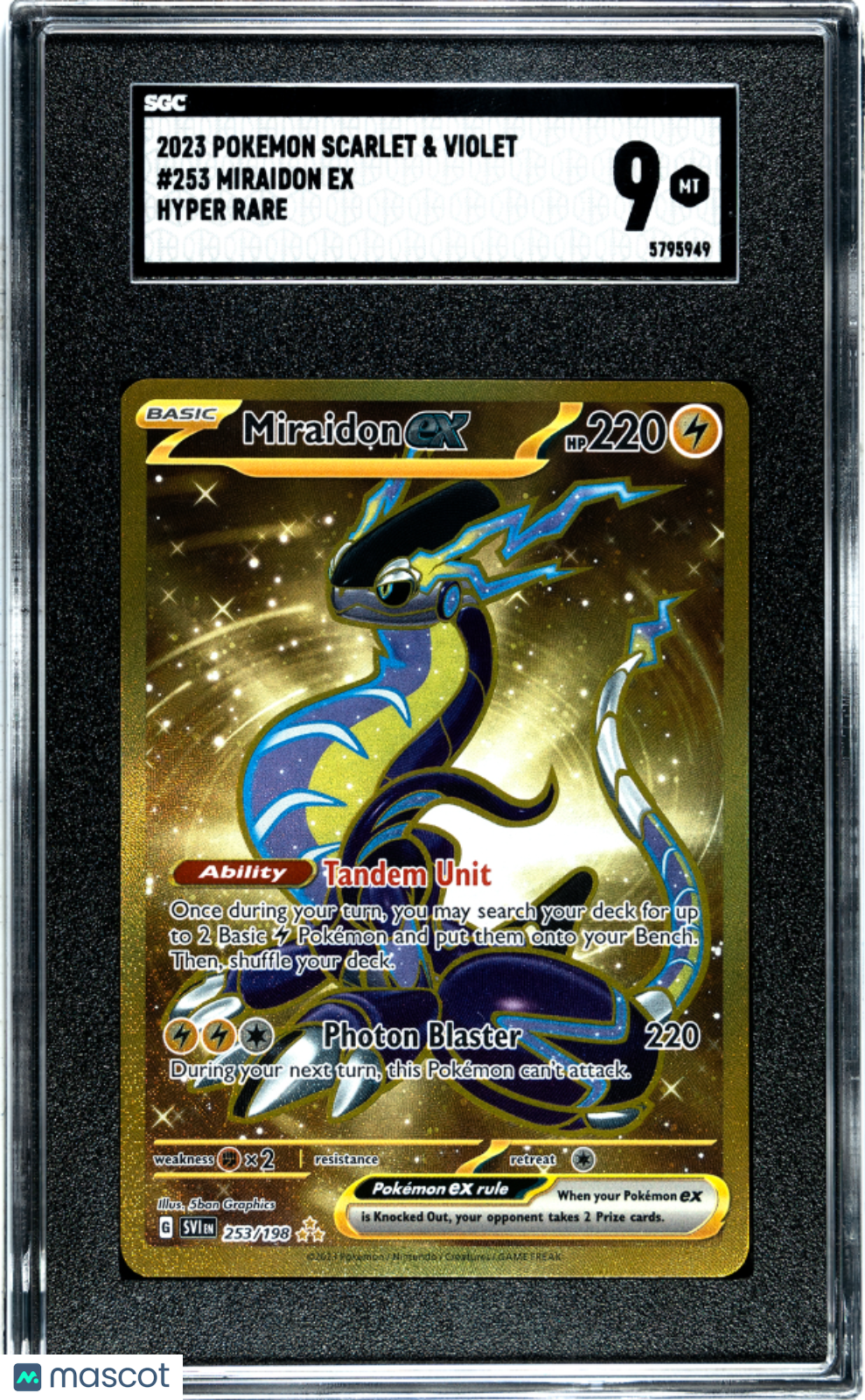 Pokemon Miraidon EX Pokémon Scarlet & Violet Gold #253 SGC 9
