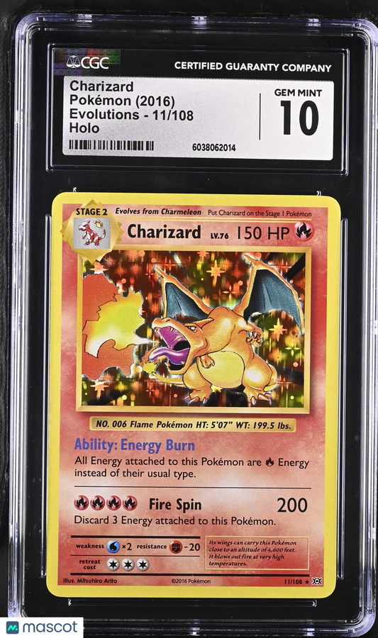 Pokemon Charizard Holo 11/108 XY Evolutions 2016 GEM MINT CGC 10