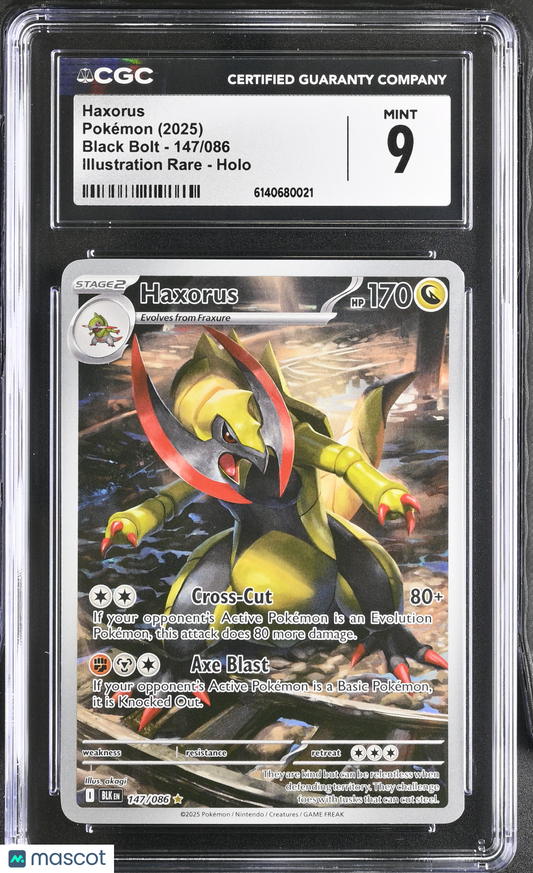 2025 Pokemon Black Bolt Haxorus Holo Illustration Rare  CGC 9 #147/086